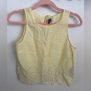 Yellow Eyelet Sleeveless Top